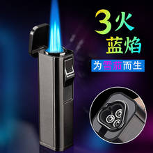 Jet Three Nozzle Torch Lighter Flame Turbine Visible Aerated Gasoline Lighter Windproof Cigar Smoking Accessories Gifts for Men 2024 - buy cheap