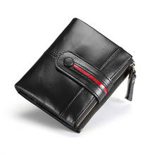 Billetera Rfid 100% de cuero genuino para mujer, monedero pequeño, Mini portatarjetas, bolso de dinero corto negro