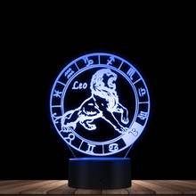 Luminária noturna do zodíaco com leão, lâmpada led para noite, presente gravável, controle por toque alternável, símbolo do horóscopo, decoração de mesa 2024 - compre barato
