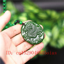 Natural Green Chinese Jade Dragon Pendant Necklace Charm Jadeite Jewelry Carved Amulet Fashion Accessories Gifts for Women Men 2024 - buy cheap