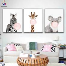 Pintura por números para colorear DIY, Animal soplando burbujas rosas, figuras, pinturas por números con kits de 40x50, decoración enmarcada, tres piezas 2024 - compra barato