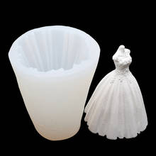 Molde de silicone para vestido de casamento 3d, forma de vela, resina, sabonete, fondant, ferramentas de decoração de bolo, chocolate, doces 2024 - compre barato