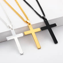 Clássico cruz colar pingente para homem menino preto ouro prata cor crucifixo colares masculino jóias presente religioso cristão 2024 - compre barato