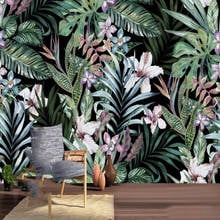 Papel tapiz estéreo 3D personalizado, flor de selva tropical y planta de pájaro, bosque, restaurante, tienda de té, Mural, sala de estar, dormitorio 2024 - compra barato