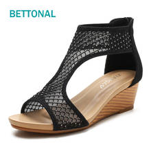 BETTONAL-Zapatos elegantes de malla con encaje para mujer, sandalias romanas a la moda para mujer, sandalias de gladiador para fiesta, verano 2021 2024 - compra barato