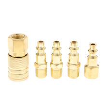 5 Piece Solid Brass Quick Coupler Set Air Hose Connector Fittings Plug 1/4 inch 2024 - buy cheap