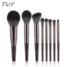 Fld conjunto de pincéis de maquiagem, 8 peças, metal, tubo longo, base, pó, blusher, sombra, sobrancelha, ferramentas, profissional 2024 - compre barato