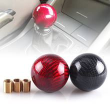 Universal Car Carbon Fiber Gear Shift Knob Shifter Lever Round Ball Shape Auto Black Red 2024 - buy cheap