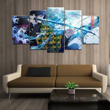 Pintura para decoración de pared, 5 paneles HD, imagen de chico de Anime, Tomioka Giyuu, Demon Slayer, póster de animación, decoración del hogar 2024 - compra barato