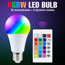 Светодиодная RGB-лампа E27, цветной приглушаемый умный светильник, RGBW Точечный светильник, 15 Вт, декоративная лампа с ИК дистанционным управлением, беспроводная 2024 - купить недорого
