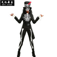 Disfraz de cráneo de Mago para hombre y mujer, traje de Horror, Voodoo, mono de abrigo, vestido de bruja de sacerdote, esqueleto, Zombie, Halloween, Purim, fiesta de fantasía 2024 - compra barato