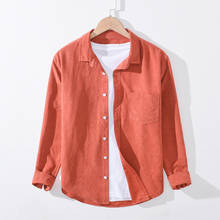 Camisa casual masculina y3492, camisa vermelha de manga comprida com gola 2024 - compre barato