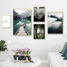 Mountain Lake Reflection Picture Nature Scenery Scandinavian Poster Nordic Decoration Print Landscape Wall Art Canvas Painting 2024 - buy cheap