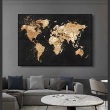 Pintura sobre lienzo con mapa del mundo de gran tamaño, carteles Retro e impresiones, imagen artística de pared moderna para sala de estar, estudio, decoración del hogar, Cuadros 2024 - compra barato