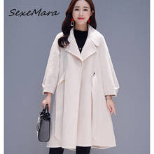 Abrigo de Cachemira de lana de estilo coreano para mujer, abrigo con cinturón, de gran tamaño, a la moda, 2019 2024 - compra barato