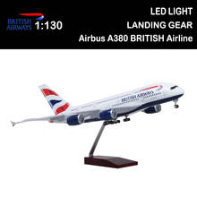 1/160 50CM Airplane Airbus 380 A380 BRITISH Airline Model Light Wheel Diecast Plane for Collection Airliner Gift Toys Display 2024 - buy cheap