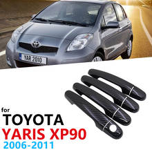 Black Color Carbon Fiber Door Handles Cover Trim Set for Toyota Yaris Vitz XP90 2006~2011 Car Accessories Sticker Catch Styling 2024 - buy cheap