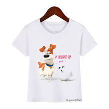 Camiseta de manga curta branca das crianças do kawaii da camisa da cópia do cão para meninas 2024 - compre barato