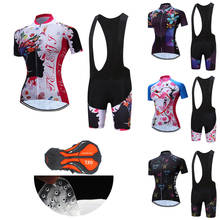 Conjunto de ropa de ciclismo para mujer, Conjunto de Jersey y pantalones cortos de Gel con pechera, vestido femenino, uniforme de bicicleta de carretera, 2021 2024 - compra barato