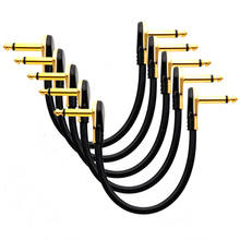 5pcs Guitar Patch Cable 20cm Pedal Boards Cord 1/4 Mono Right Angle Pancake Type Connectors Gold/Chrome 2024 - buy cheap