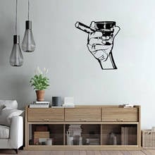 Cool Man Hand Whiskey Cigar Wall sticker Unique Design Wall Decal For Bar Living Room Man Cave Vinyl Mural Decals ov642 2024 - buy cheap