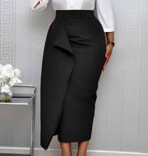 Women Black Bodycon Pencil Skirts High Waist Slim Midi Modest Classy Female Package Hip Jupes Falad Officewear Elegant Fashion 2024 - buy cheap