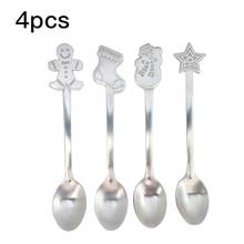 4Pcs Christmas Cutlery Teaspoon Table Decoration Accessories Stainless Steel Coffee Spoon Dessert Ice Cream Scoop Festive Party 2024 - buy cheap