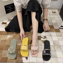 Famous designer design women's slippers indoor slippers  high-quality letter button decoration  flat beach shoes  ladies sandals 2024 - buy cheap