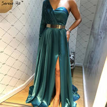 Pink One Shoulder Sexy Evening Dresses 2021  Soft Satin A-Line Sashes Formal Dress Serene Hill LA70361 2024 - buy cheap
