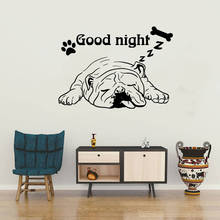 Наклейка на стену с мультяшными собаками и добрыми ночами, Виниловая наклейка для детской комнаты, ночное время, искусство, подарок для будущей мамы, наклейки для детской комнаты, наклейка на кровать с собакой, DW9234 2024 - купить недорого