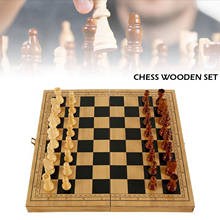 Folding Chess Set 3 in 1 Wooden Chess, Checkers and Backgammon Set for Adults Beginners 2024 - buy cheap