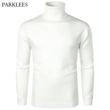 Men's Turtleneck Pullover Sweater 2020 Casual Long Sleeve Slim Fit Basic Knitted Thermal Tops Solid Jumper Xmas Knitwear White 2024 - buy cheap