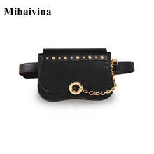 Mihaiviana bolsa de cintura preta, cinto de couro, bolsa de peito feminina, bolsa de mão com corrente para telefone, bolso de ombro, bolsa de viagem 2024 - compre barato