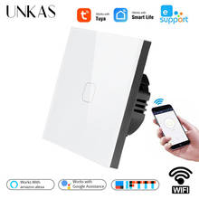 UNKAS ЕС Стандартный Tuya/приложение Smart Life / Ewelink 1/2/3 местный 1 позиционный Wi-Fi настенный светильник сенсорный выключатель для Google Home Alexa Голосовое управление Управление 2024 - купить недорого