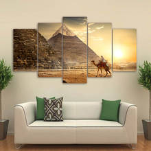 Lienzo HD impreso imágenes arte de pared para sala de estar decoración del hogar 5 piezas Antiguo Egipto pirámide pinturas Faraón Marco de póster 2024 - compra barato
