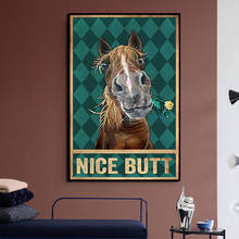 Carteles e impresiones divertidos de arte de pared de inodoro para baño, caballo, Cabra, animales, pintura Vintage en lienzo, imágenes de decoración 2024 - compra barato