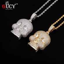 GUCY New Skeleton Necklaces Pendants With 4mm Tennis Chain Gold Silver Color Cubic Zircon Men's Hip Hop Rock Jewelry 2024 - buy cheap