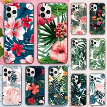 Летние пальмовых листьев Цветы для мобильного телефона, чехлы для iPhone, 11 12 pro XS MAX 8, 7, 6, 6S Plus, X, 5S SE 2020 XR роскошный брендовый чехол для телефона coque 2024 - купить недорого