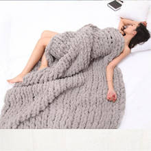 Manta de punto gruesa de lana merina, manta grande, suave y cálida para invierno, sofá y cama 2024 - compra barato