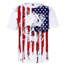 Camiseta con estampado 3D de bandera nacional de EE. UU. Para hombre y mujer, camisa Harajuku de calavera y águila, camisetas de manga corta, ropa 6XL 2024 - compra barato