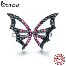Bamoer-Anillo de mariposa ajustable abierto para mujer, plata 925, bisutería Argent 925, Macizo femenino, joyas de cóctel BSR072 2024 - compra barato