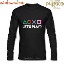 Camiseta de manga larga para hombre, camisa con Logo Retro de PS, Xbox Vedeo Game station, Hip Hop, 100% algodón, Let's play, PS1, PS5 2024 - compra barato