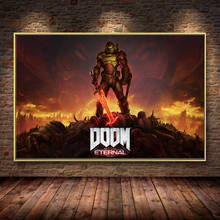 Hd o jogo cartaz doom eterna lona pintura a óleo da parede arte da parede para sala de estar moderna casa decoração para imagem arte da parede sem moldura 2024 - compre barato