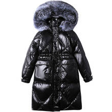 Women's Long Down Jacket Silver Fox Big Fur Collar Hooded Has Belt With Zipper Loose Solid Color Ladies Warm Coat Fashion Casual 2024 - buy cheap