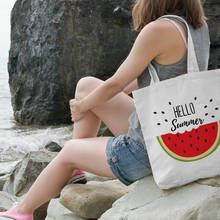 Bolso de viaje reutilizable con Estampado de sandía para mujer, bolsa de viaje ecológica, de gran capacidad, informal, Hello 2024 - compra barato