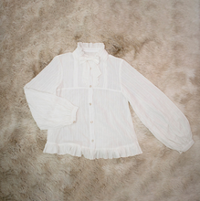 Japanese sweet lolita shirt vintage falbala stand bowknot puff sleeve victorian shirt kawaii girl gothic lolita top loli cosplay 2024 - buy cheap
