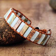 Bohemian Bracelets Tube Natural Stone Leather Strap Wrap Bracelet Beaded Beach Bracelet Bestfriend Gifts 2024 - buy cheap