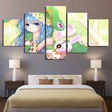 Modular de lona pinturas 5 piezas fecha fotos HD impreso Popular animación carteles chicas habitación pared arte Casa Decor 2024 - compra barato
