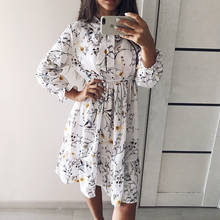 2021 Winter Dress Women Long Sleeve Vintage Dress Chiffon Shirt Vestidos For Ladies Casual Floral Midi Autumn Dresses Polka Dot 2024 - buy cheap