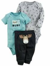 Newborn short-sleeved jumpsuit cartoon fashion suit jumpsuit + pants baby boy girl wear infant clothing suit 2024 - buy cheap